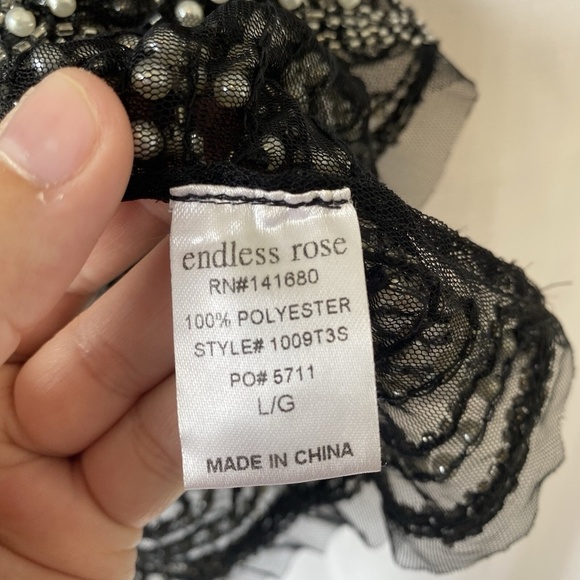 Endless Rose Black mesh pearl And Bead tank Size Large - Picture 6 of 11